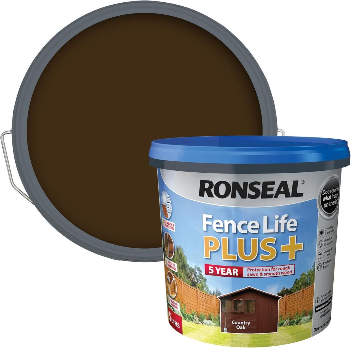 Ronseal Fence Life Plus+ - Country Oak 5L