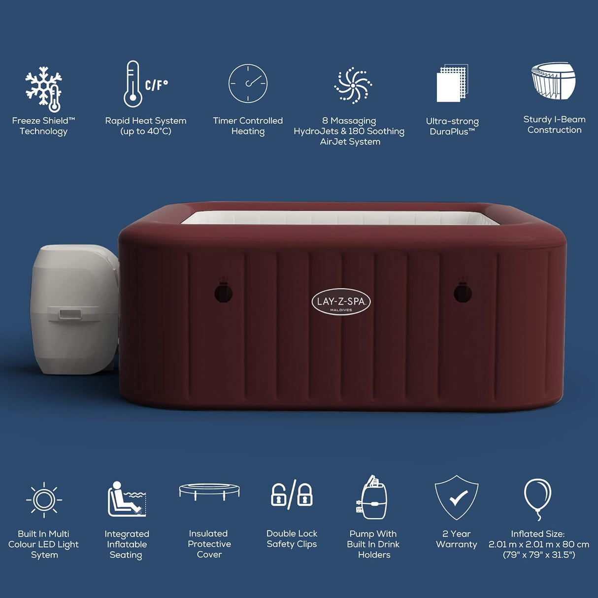 Maldives Luxury HydroJet Pro Inflatable Hot Tub 5-7 person