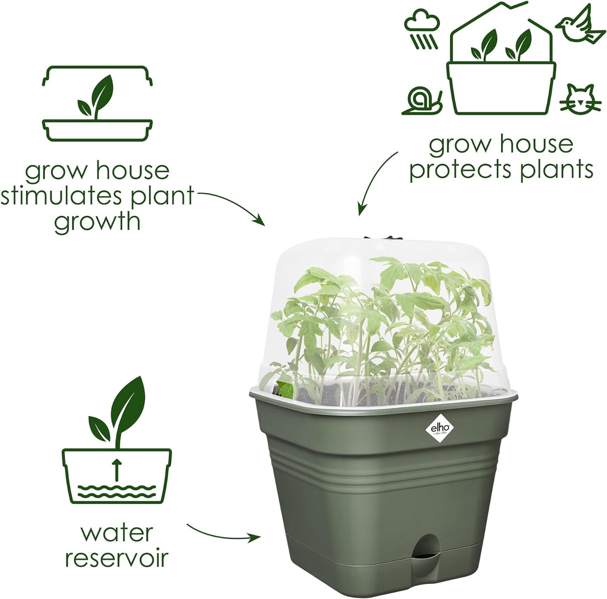 Green Basics Square All in 1 Growpot 35cm - Leaf Green