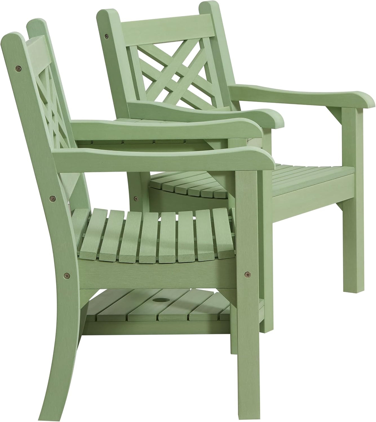 Winawood Speyside Polymer Wood Effect Love Seat - Duck Egg Green