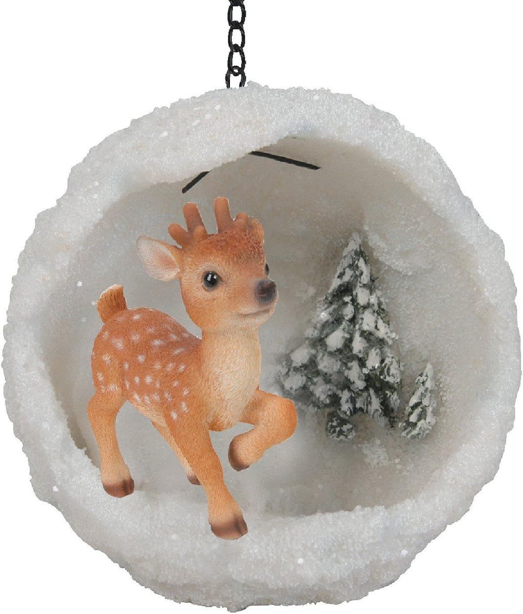 Hanging Reindeer in a Snowball Christmas Ornament