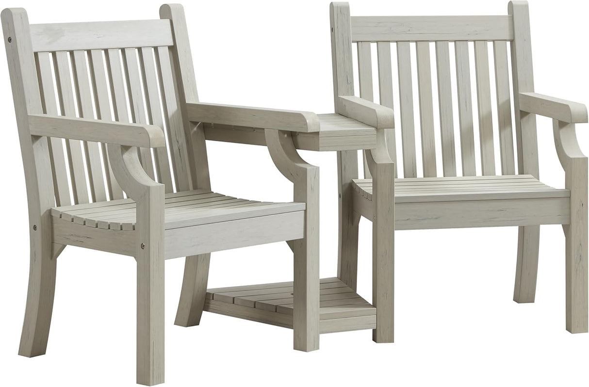 Winawood Sandwick Polymer Wood Effect Love Seat - Stone Grey