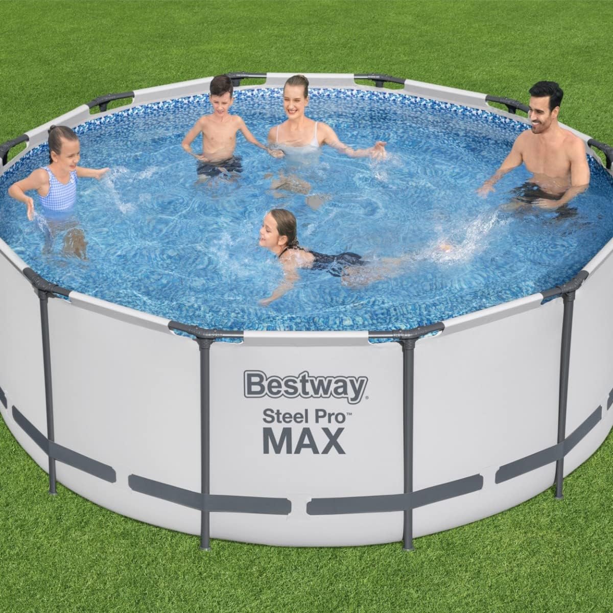 Bestway 12ft x 48in Grey Round Steel Pro Max Above Ground Pool Set