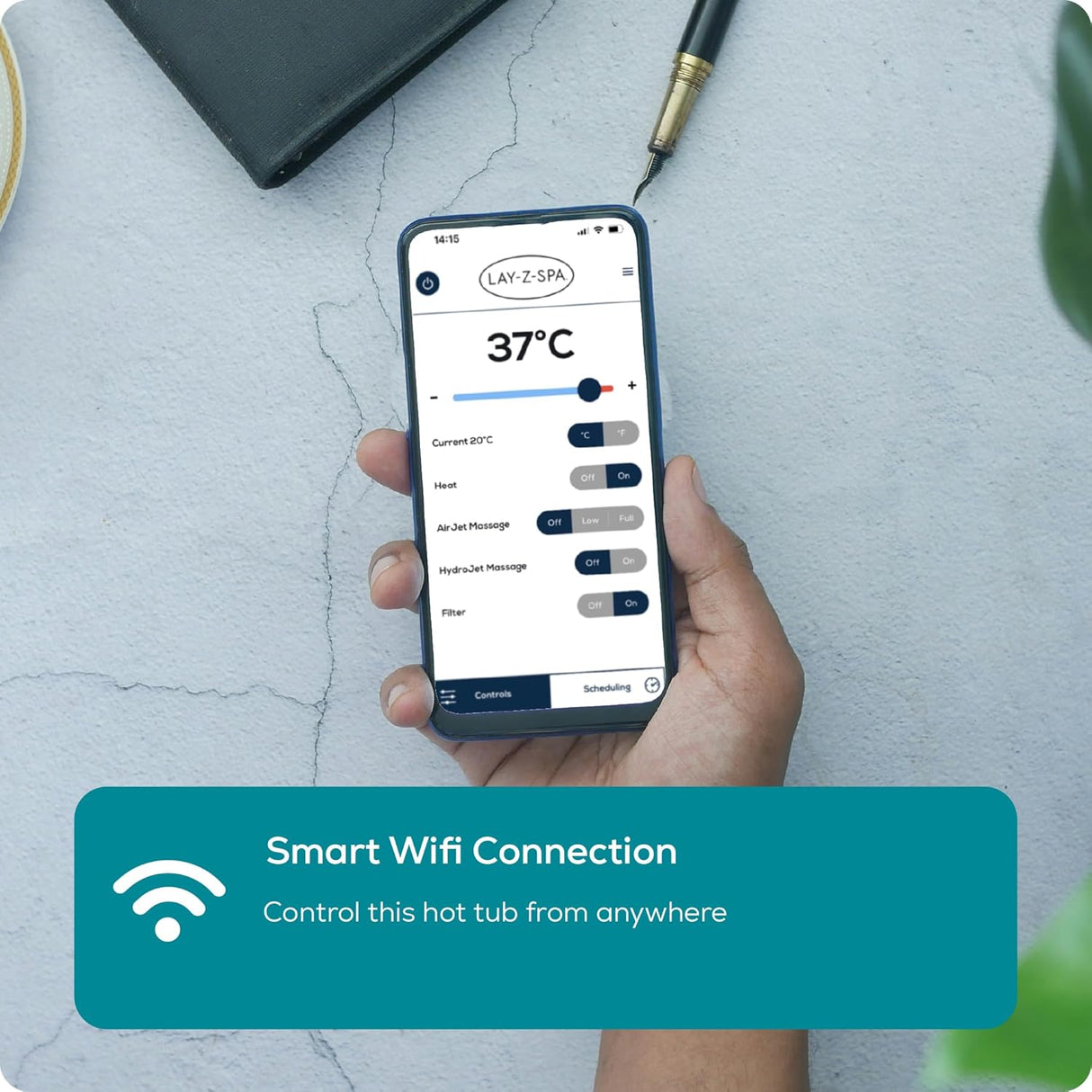 Lay-Z-Spa Rome, Inflatable EnergySense Hot Tub with Built-in Pump, 180 AirJet Massage System 4-6 Person