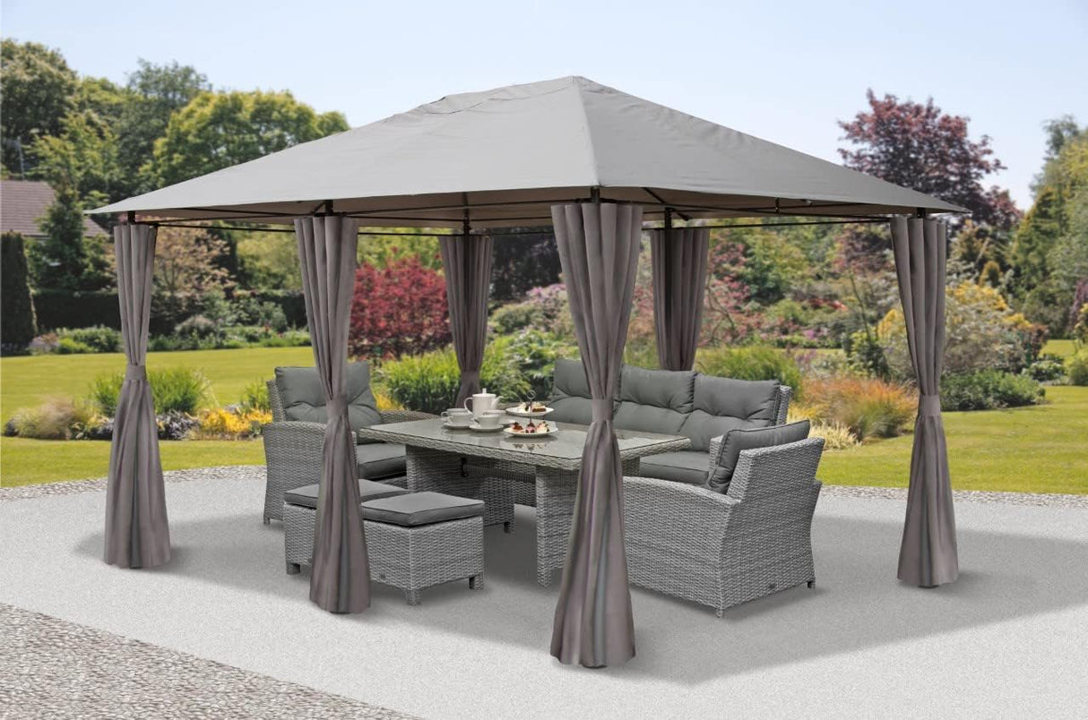 3m x 4m Large Grey Lilly Gazebo with Side Curtains