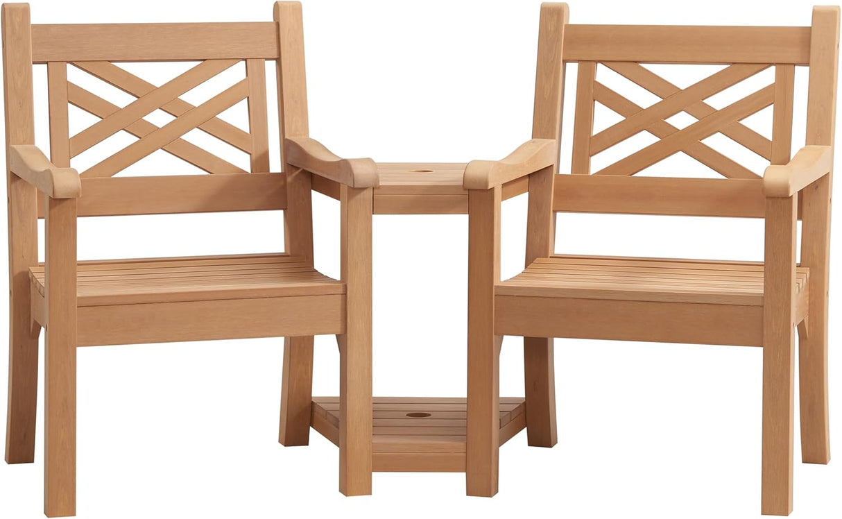 Winawood Speyside Polymer Wood Effect Love Seat - New Teak