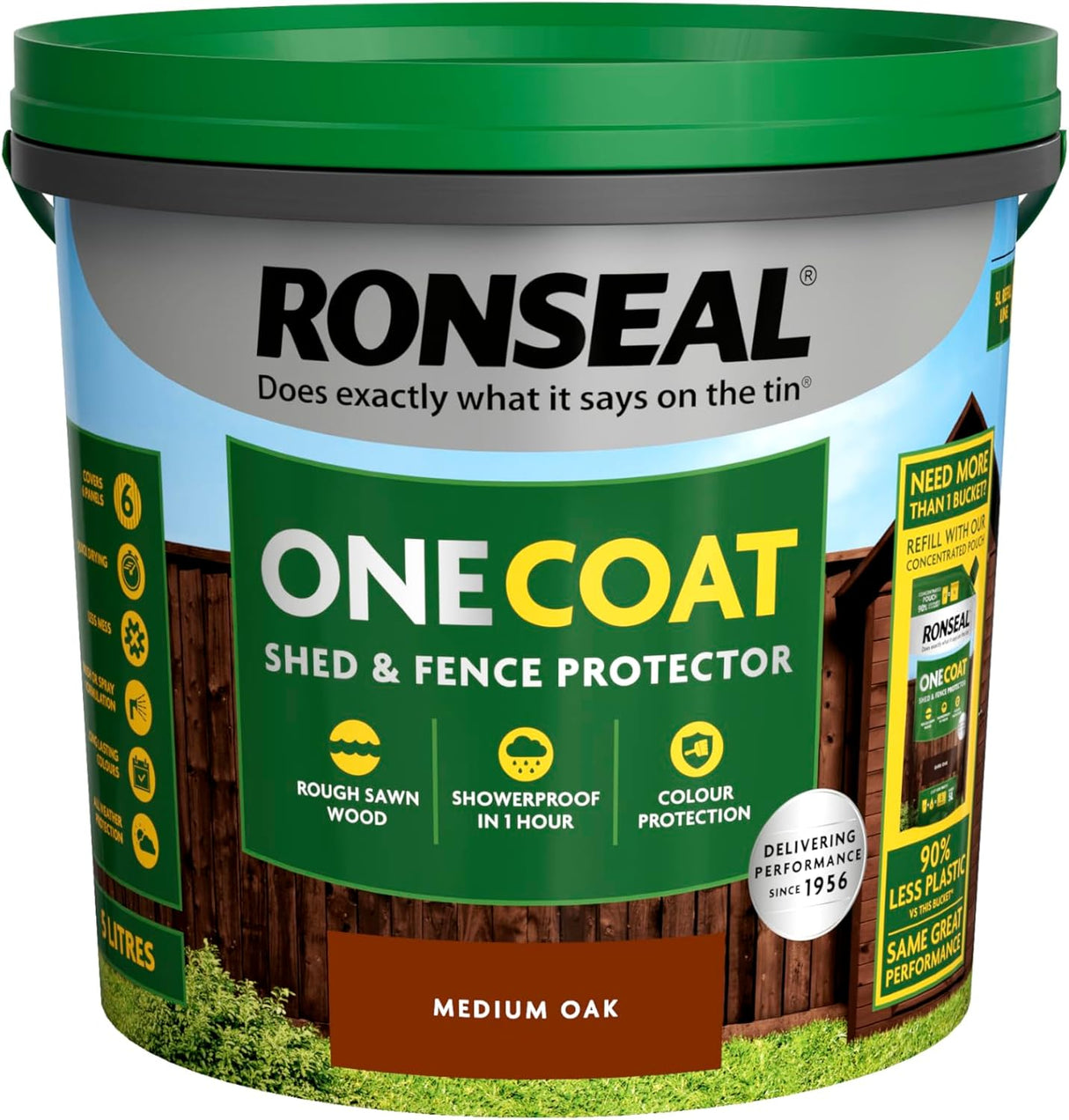 Ronseal One Coat Shed and Fence Protector Medium Oak 5L