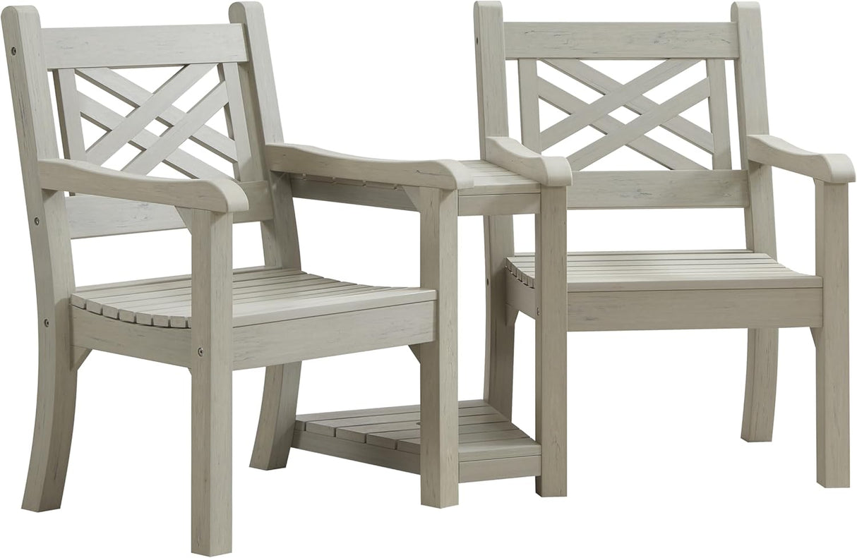 Winawood Speyside Polymer Wood Effect Love Seat - Stone Grey