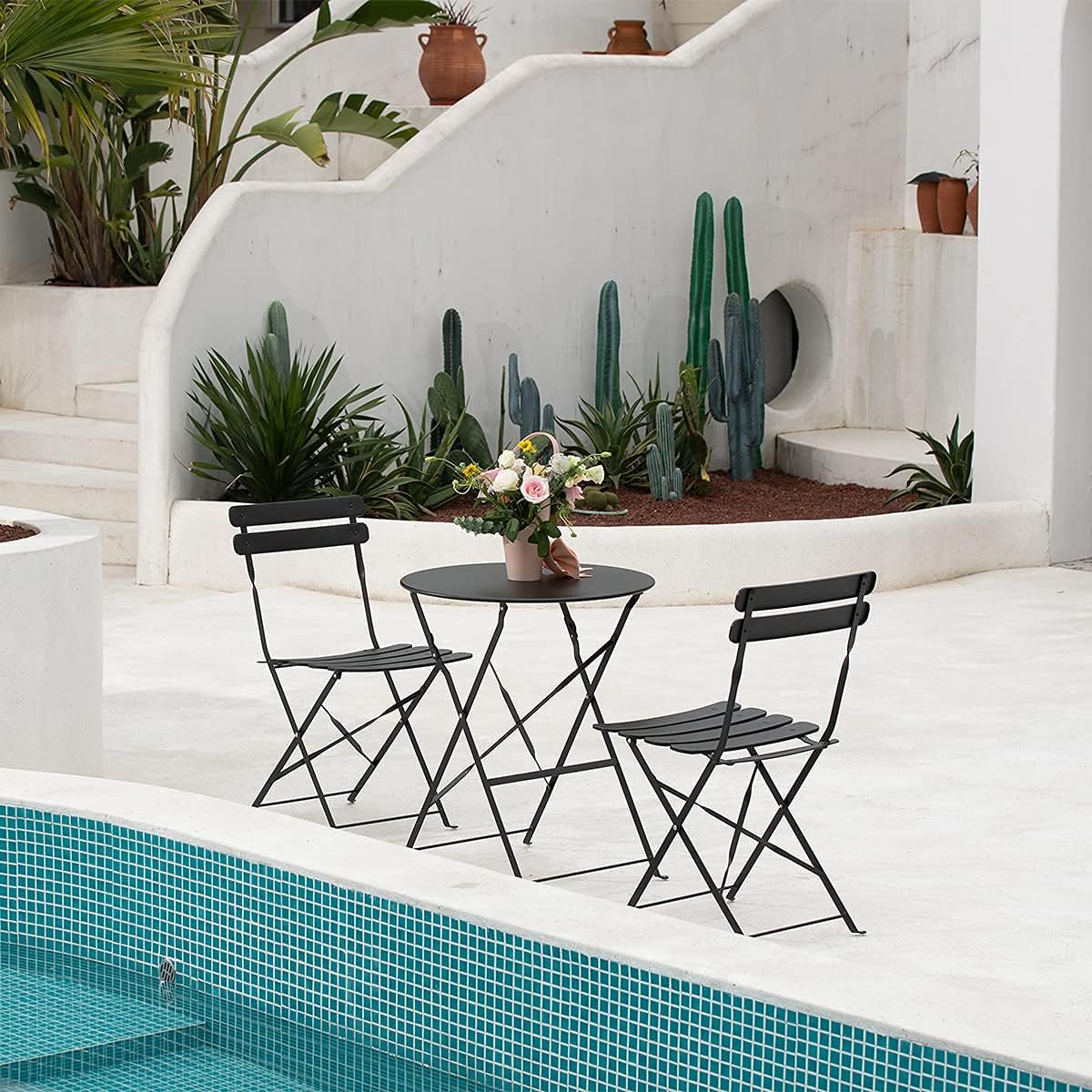 Eve Black Metal Folding Bistro Set