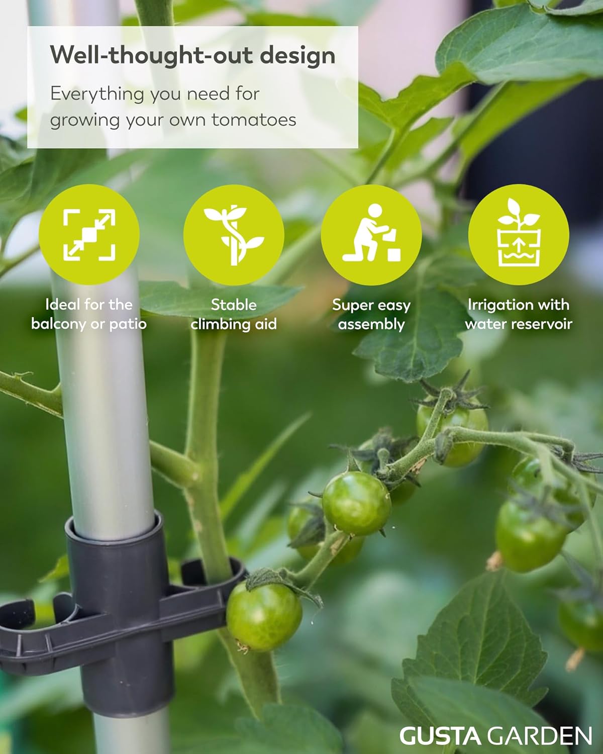 Tom Tomato Planter Dark Green - Climbing Aid, Self-Watering System & Plant Clips