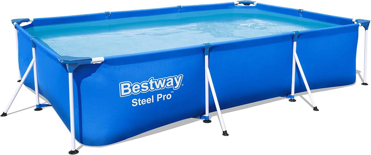Bestway 9ft x 6.7ft x 26in Navy Blue Rectangle Steel Pro Above Ground Pool