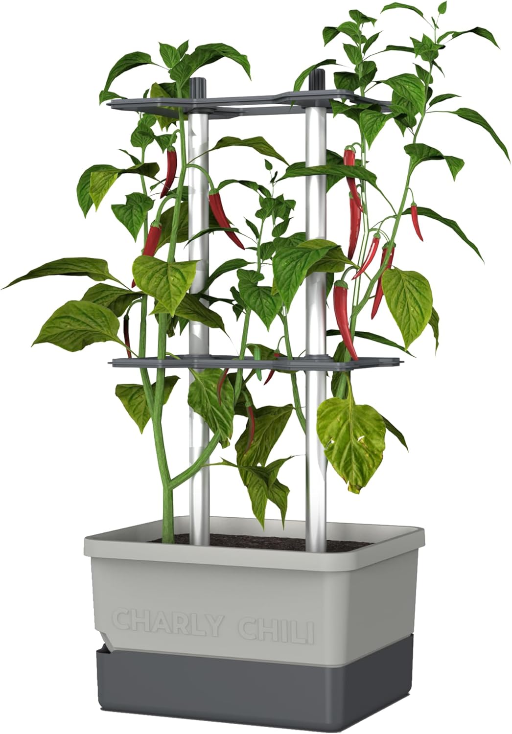 Charly Chili Planter Light Grey - Climbing Aid, Self-Watering System & Robust Frame