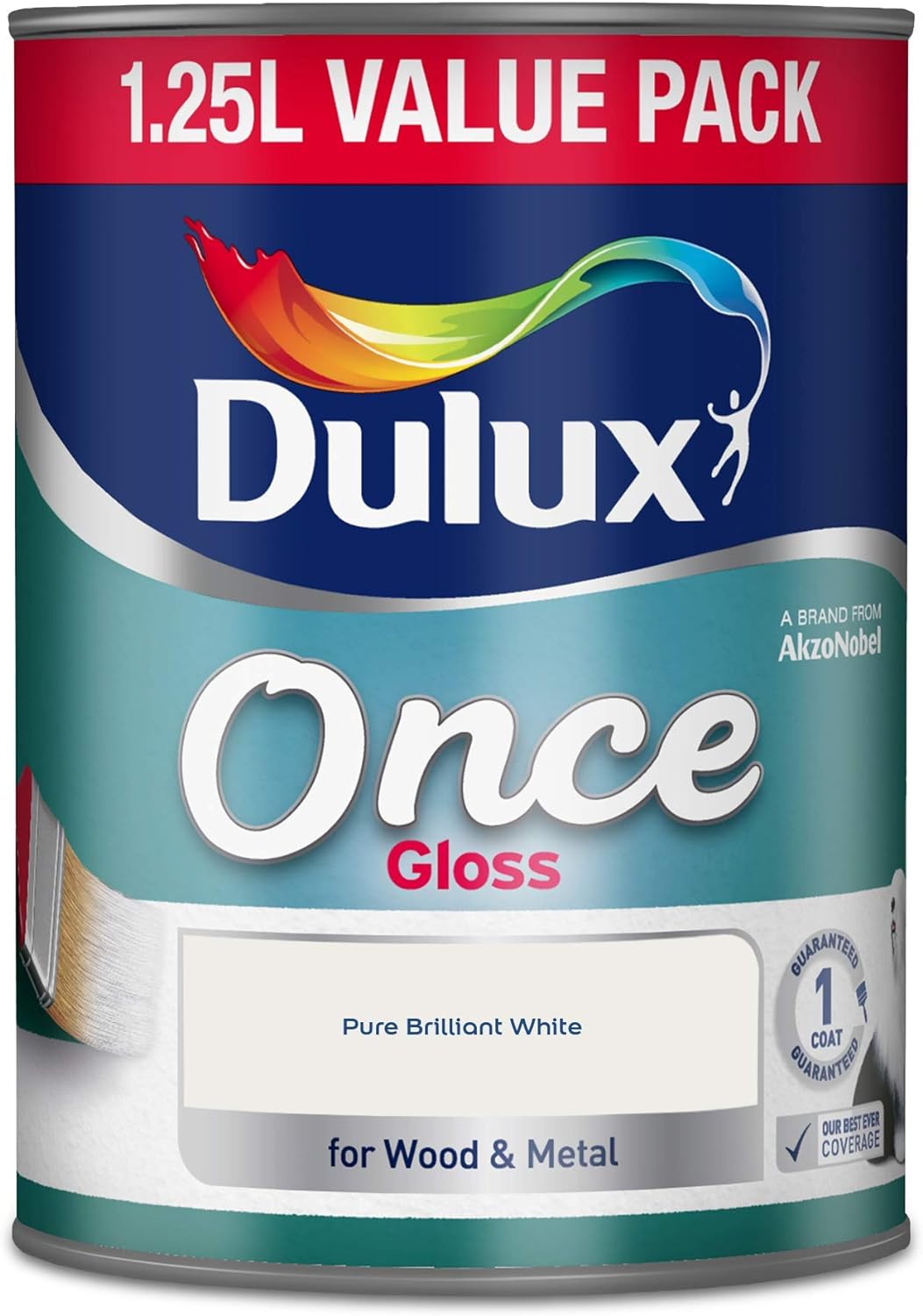 Dulux Once Gloss Pure Brilliant White Paint 1.25L