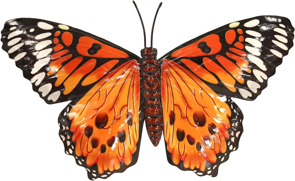 Large Orange Metal Butterfly Wall Art