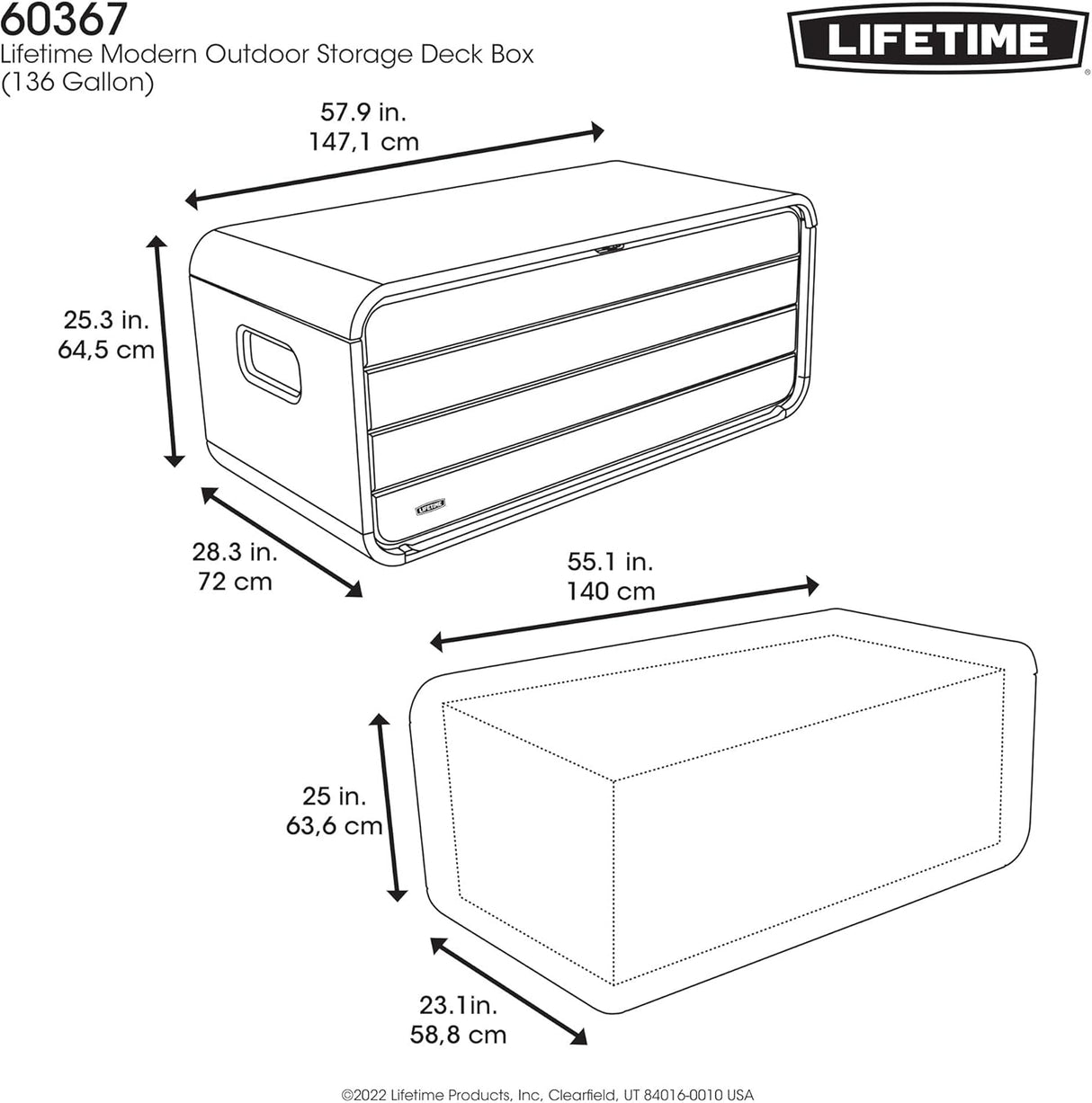 Lifetime Modern Deck Box - 136 Gallon 10 Year Warranty !!
