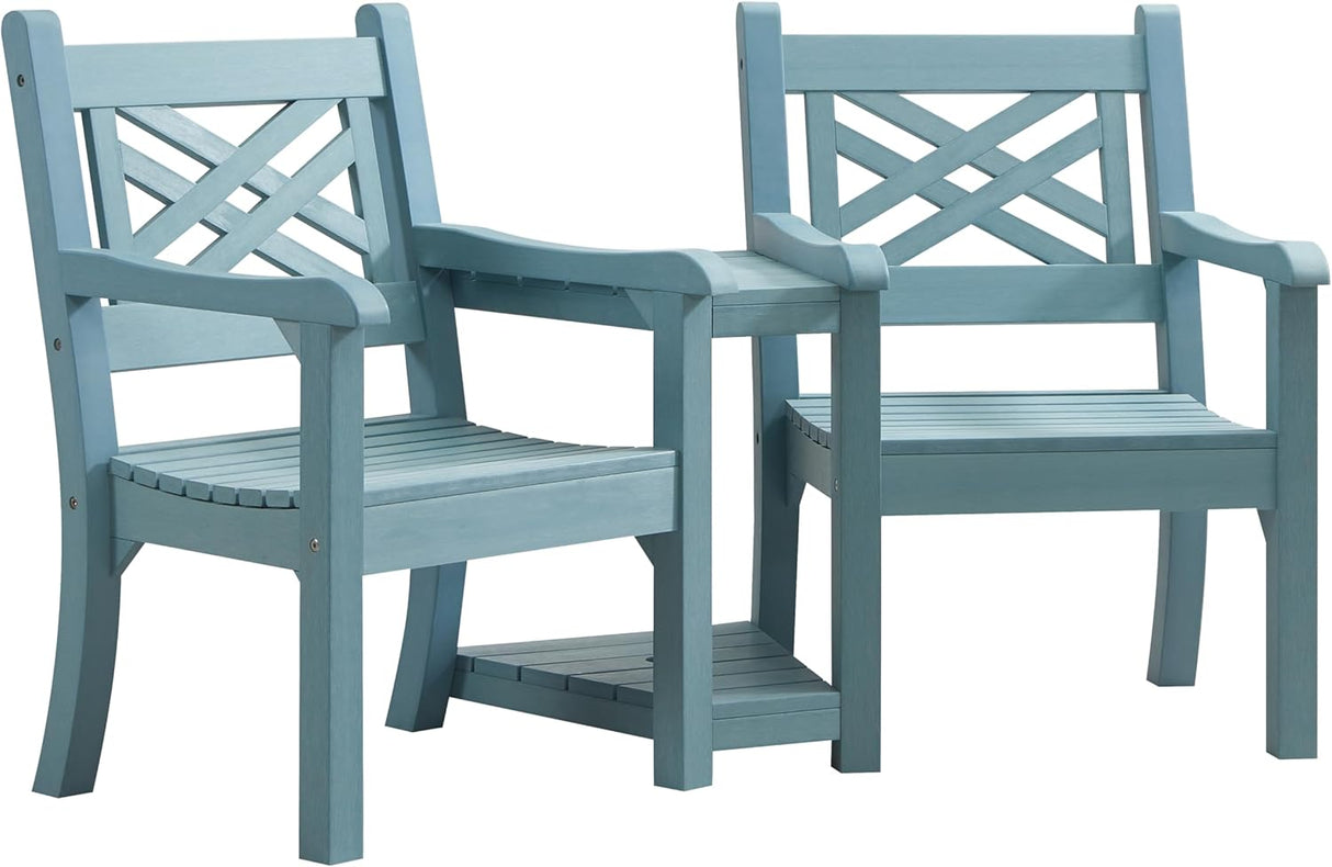Winawood Speyside Polymer Wood Effect Love Seat - Powder Blue