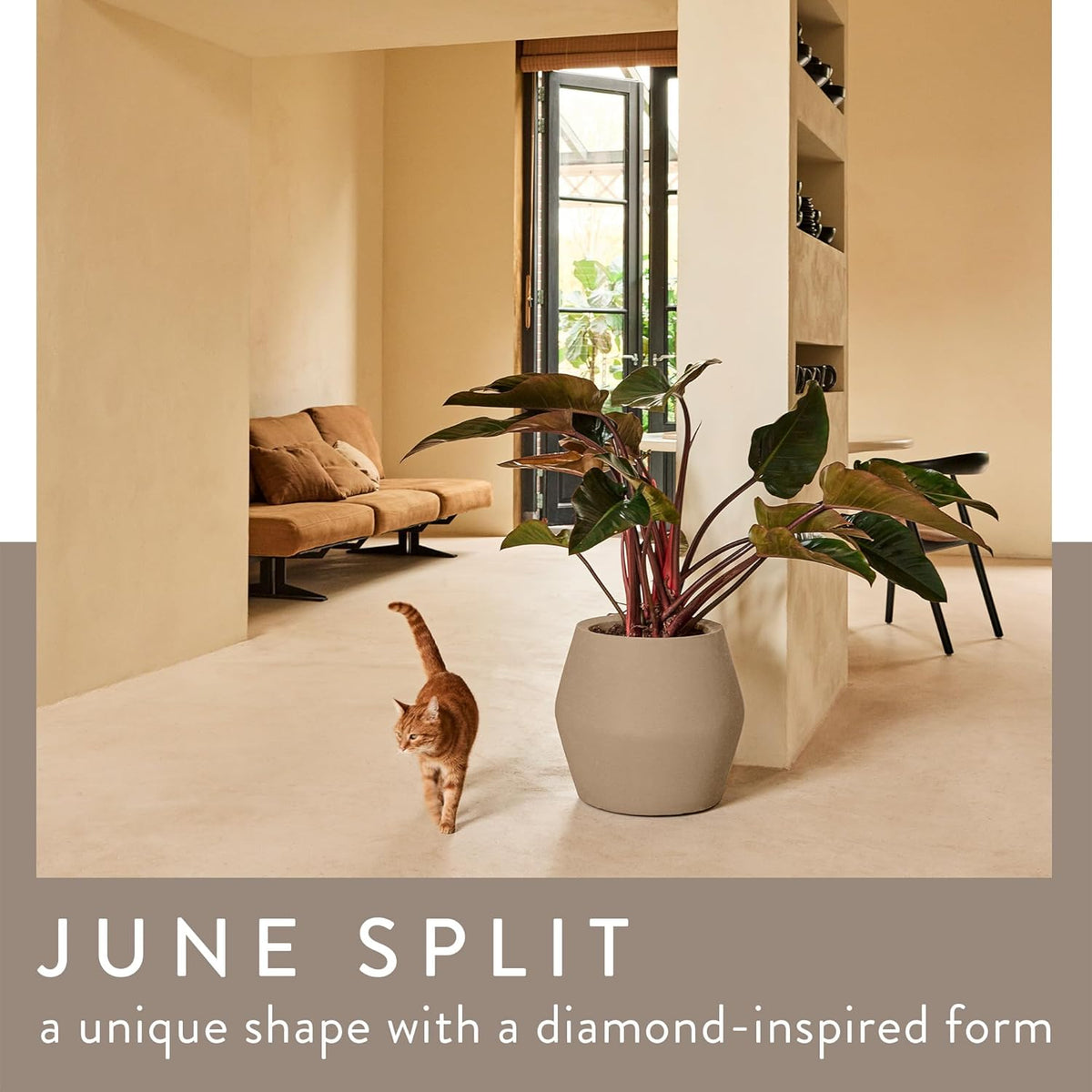 June Split 46cm Low Indoor / Outdoor Pot - Balanced Beige
