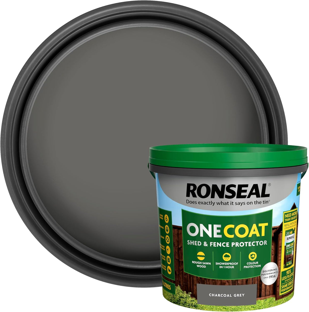 Ronseal One Coat Shed and Fence Protector Charcoal Grey 5L