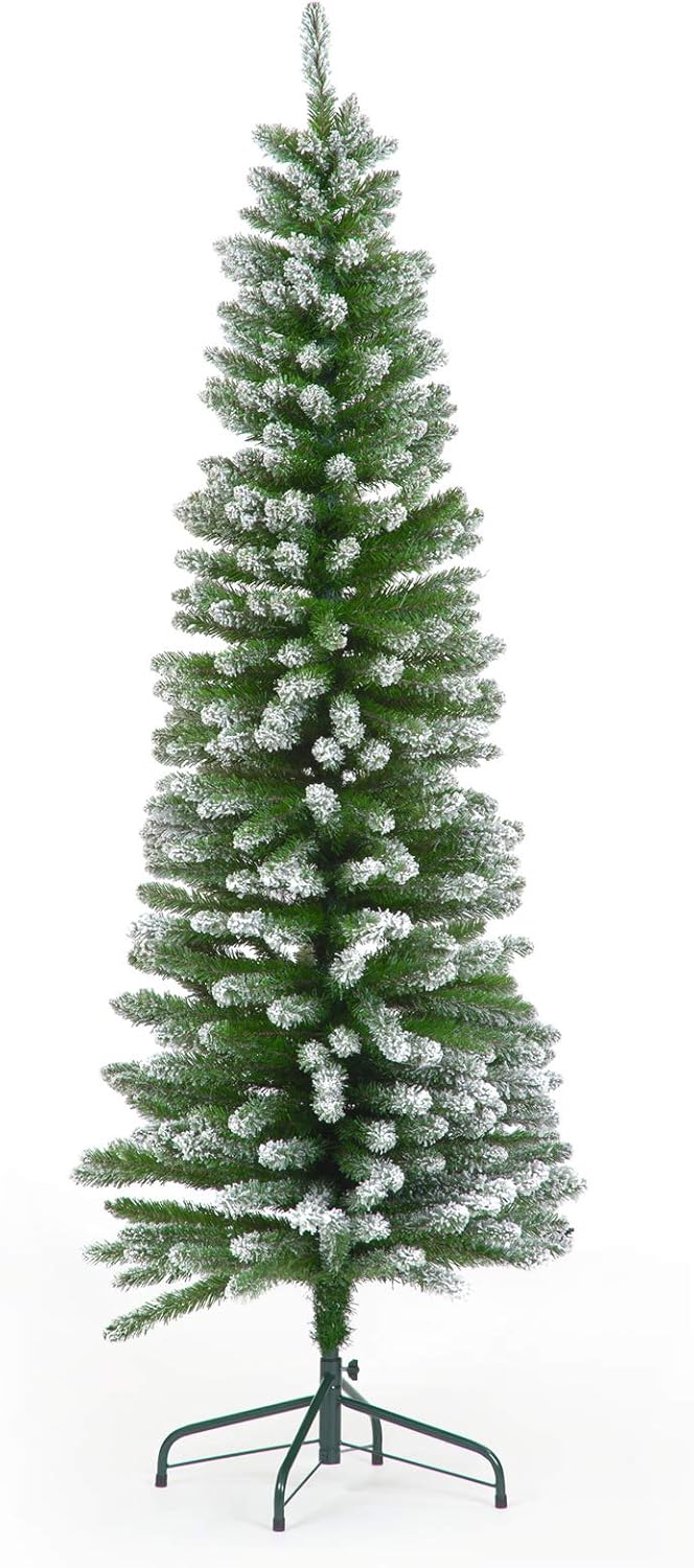 Spinky Snow Flocked Pencil Christmas Tree - 5ft/150cm