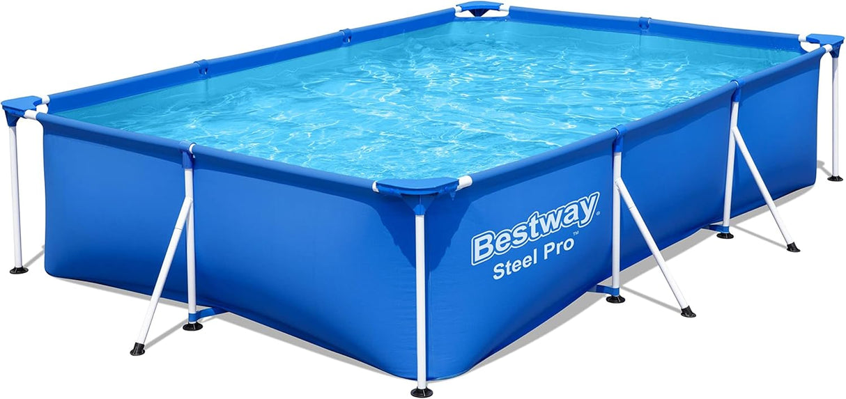 Bestway 9ft x 6.7ft x 26in Navy Blue Rectangle Steel Pro Above Ground Pool