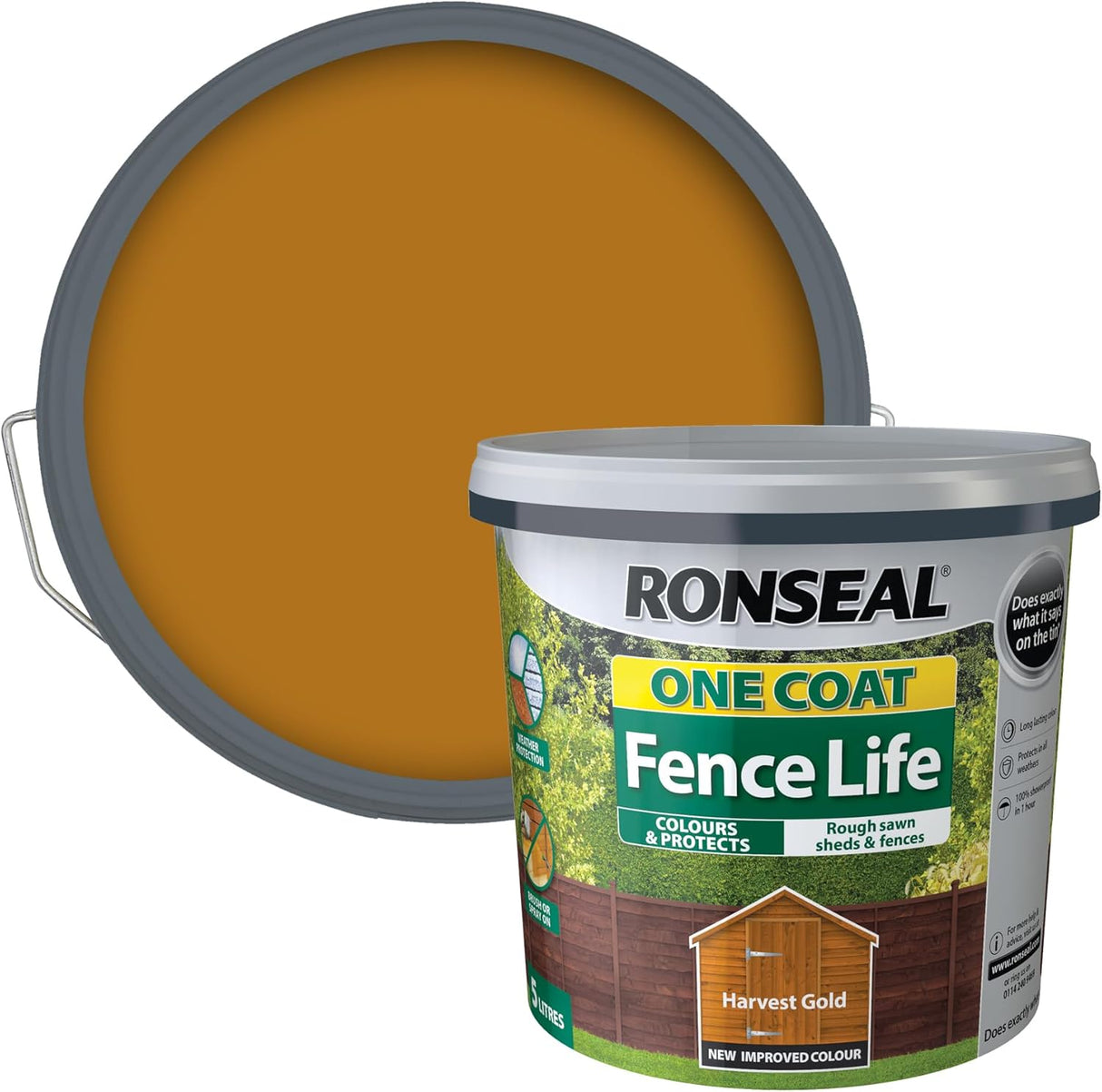 Ronseal One Coat Shed and Fence Protector Harvest Gold 5L