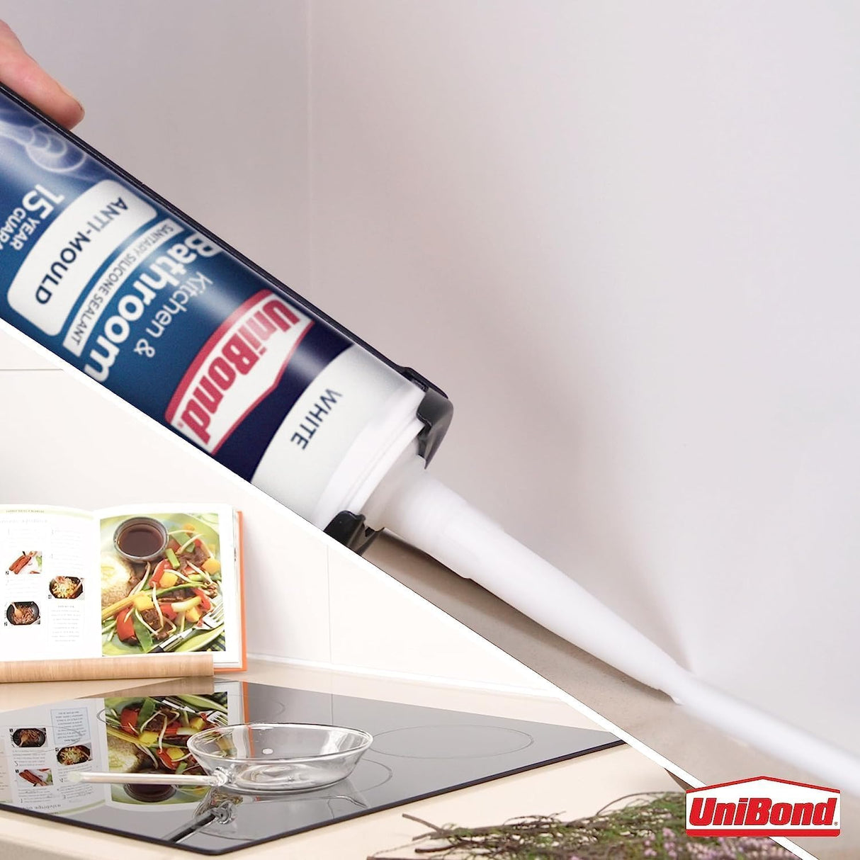 UniBond Anti-Mould White, Waterproof Mould Protection Kitchen & Bathroom Sealant