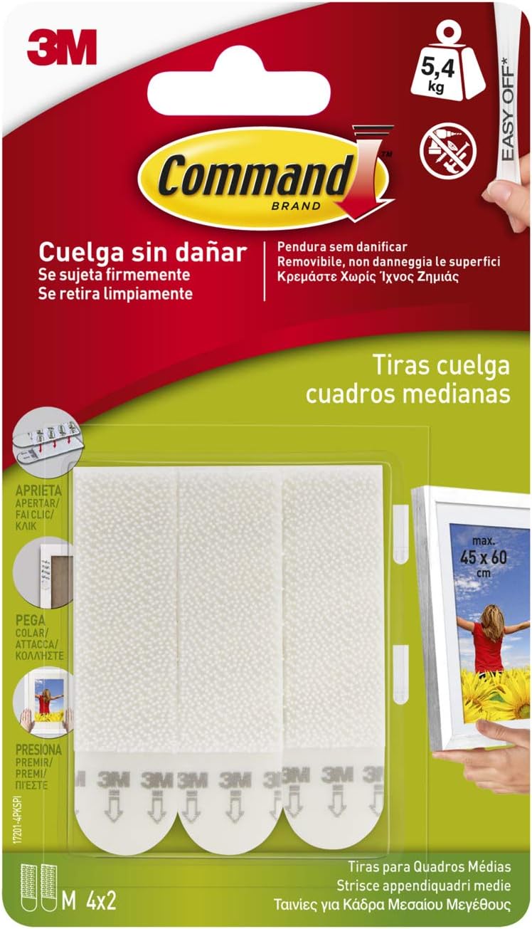 Command Medium Picture Hanging Strips, Pack of 4 x 2 Adhesive Strips