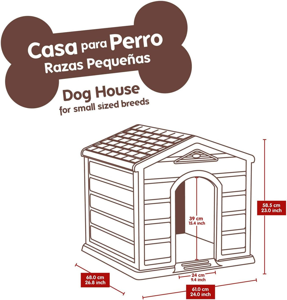 Dog House Kennel for Small Breeds - Terracotta Roof