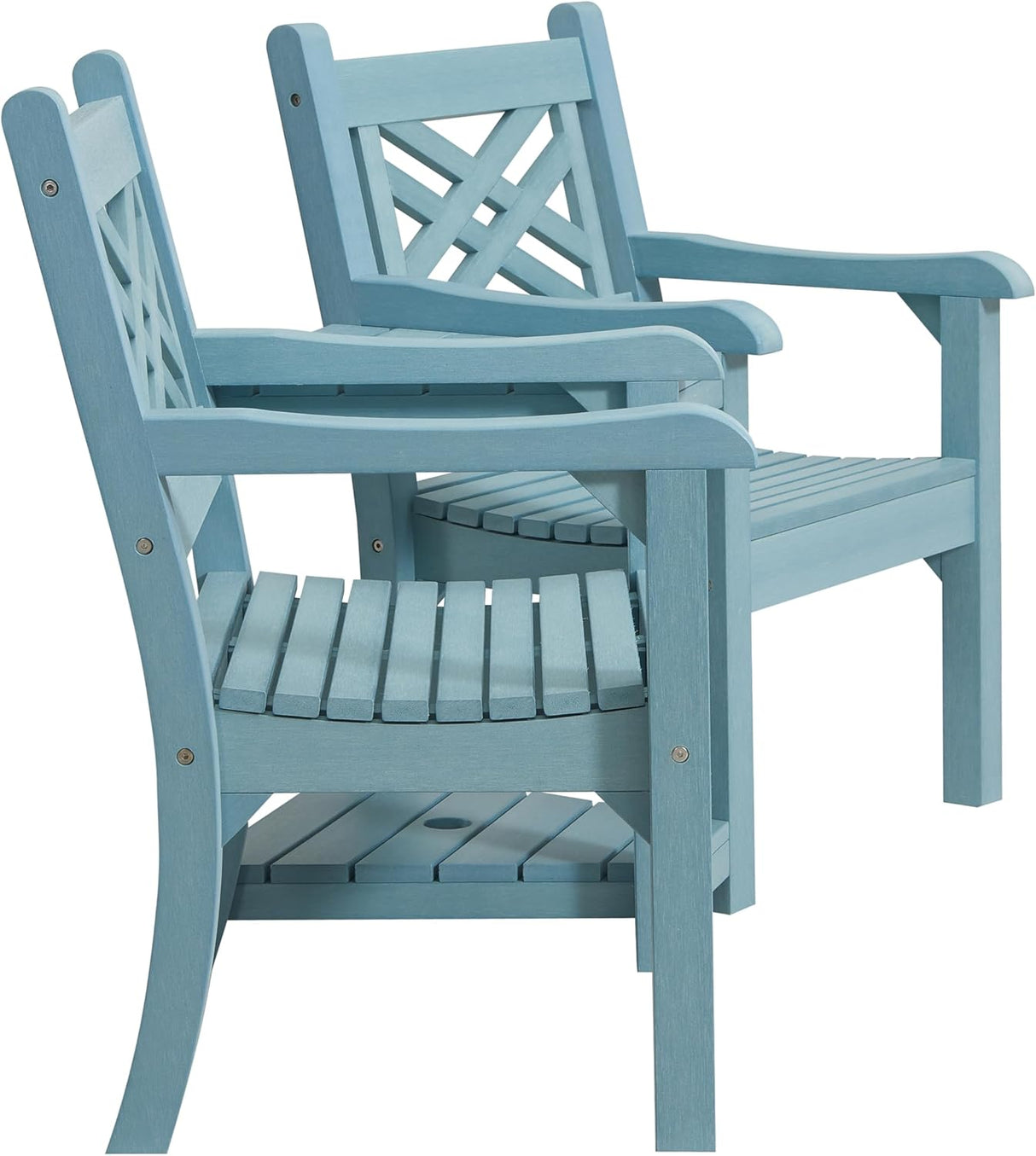 Winawood Speyside Polymer Wood Effect Love Seat - Powder Blue