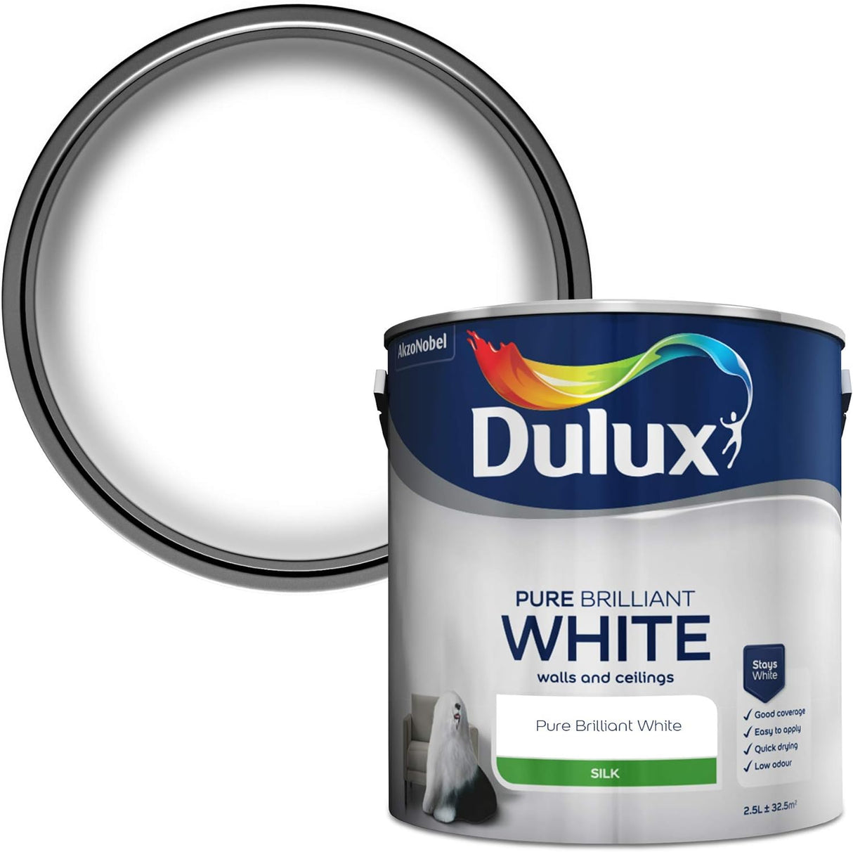 Dulux Silk Pure Brilliant White 2.5L