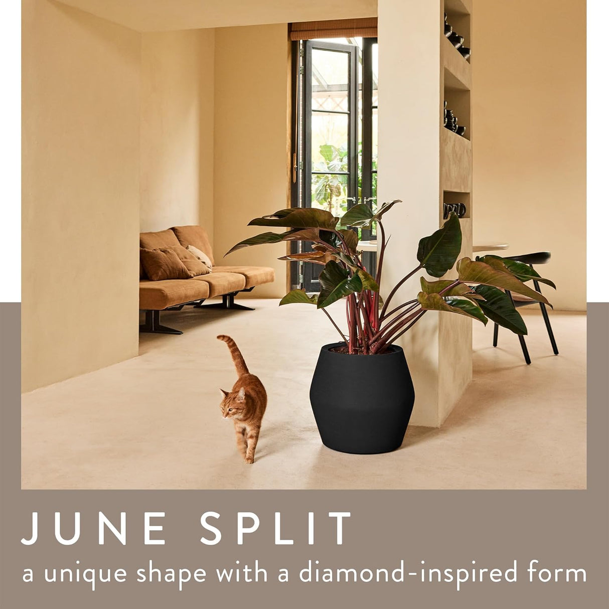 June Split 46cm Low Indoor / Outdoor Pot - Black