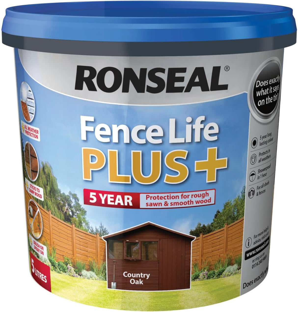 Ronseal Fence Life Plus+ - Country Oak 5L
