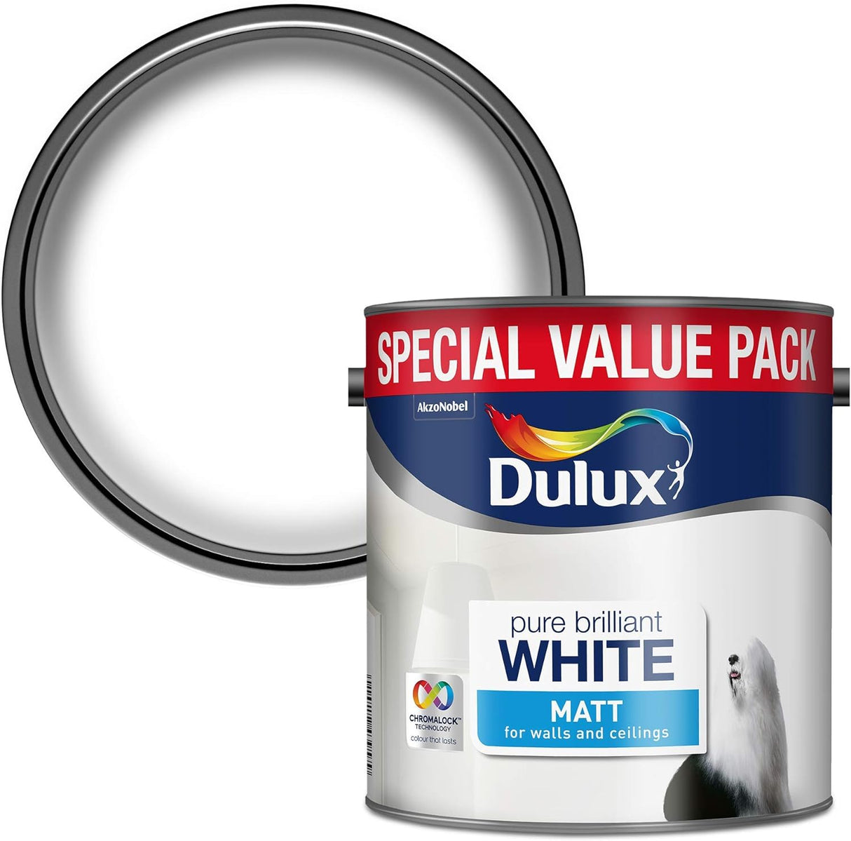Dulux Matt Pure Brilliant White Paint 3L