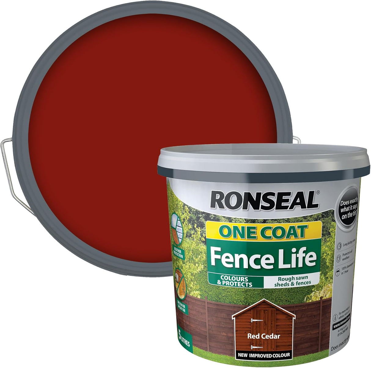 Ronseal One Coat Shed and Fence Protector Red Cedar 5L