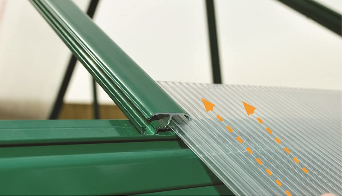 Balance 8' x 20' Greenhouse - Green Frame & Hybrid Polycarbonate Panels