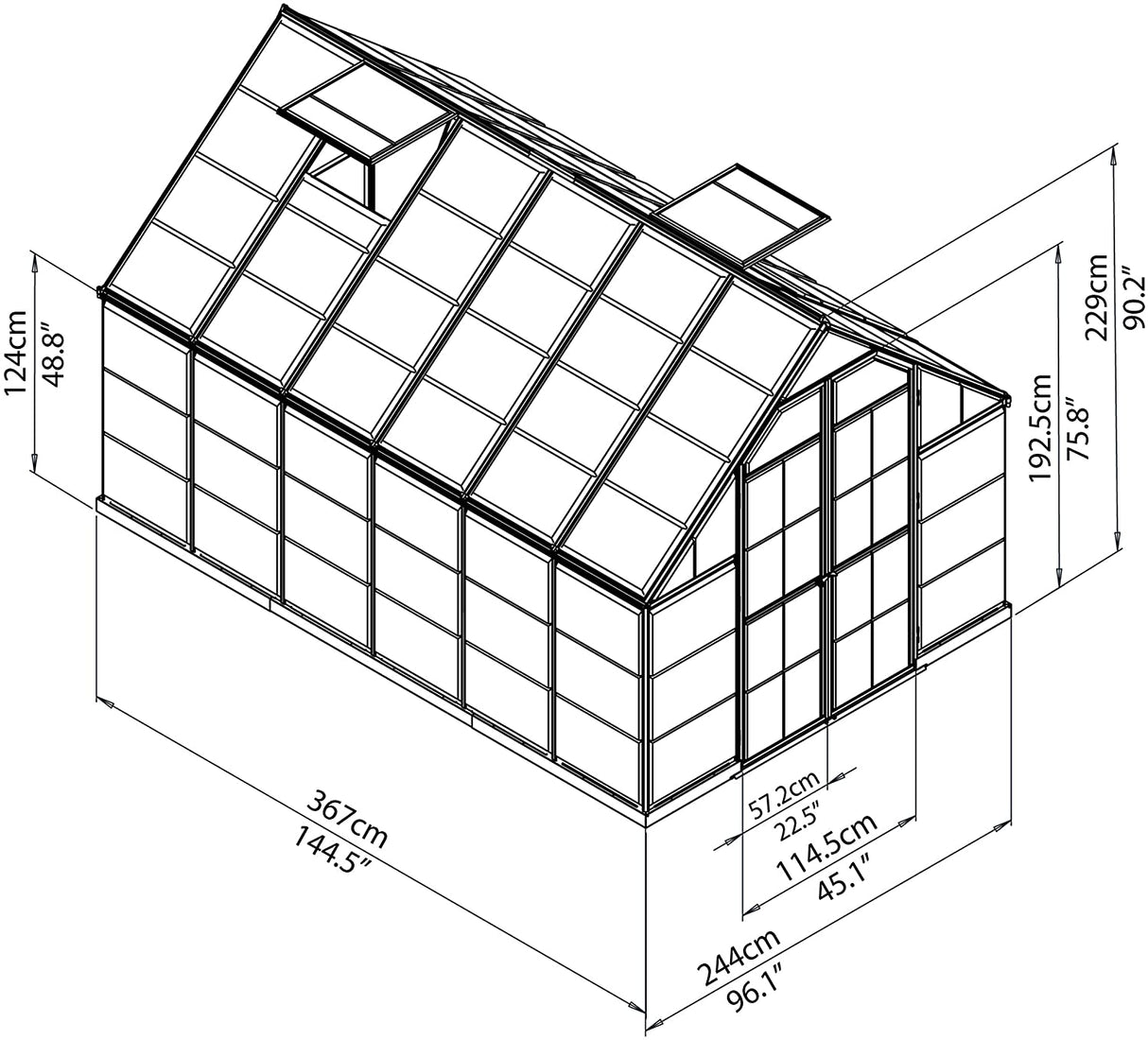 Octave 8' x 12' Greenhouse - Silver Frame & Clear Polycarbonate Panels