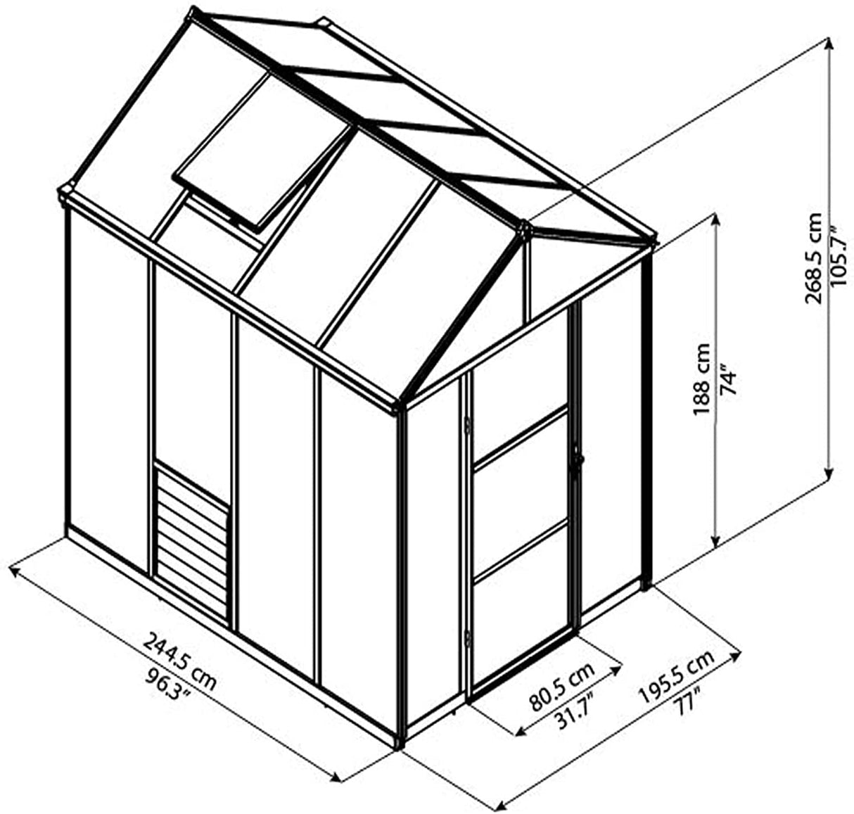 Glory 6' x 8' Greenhouse - Grey Frame & Multiwall Polycarbonate Panels