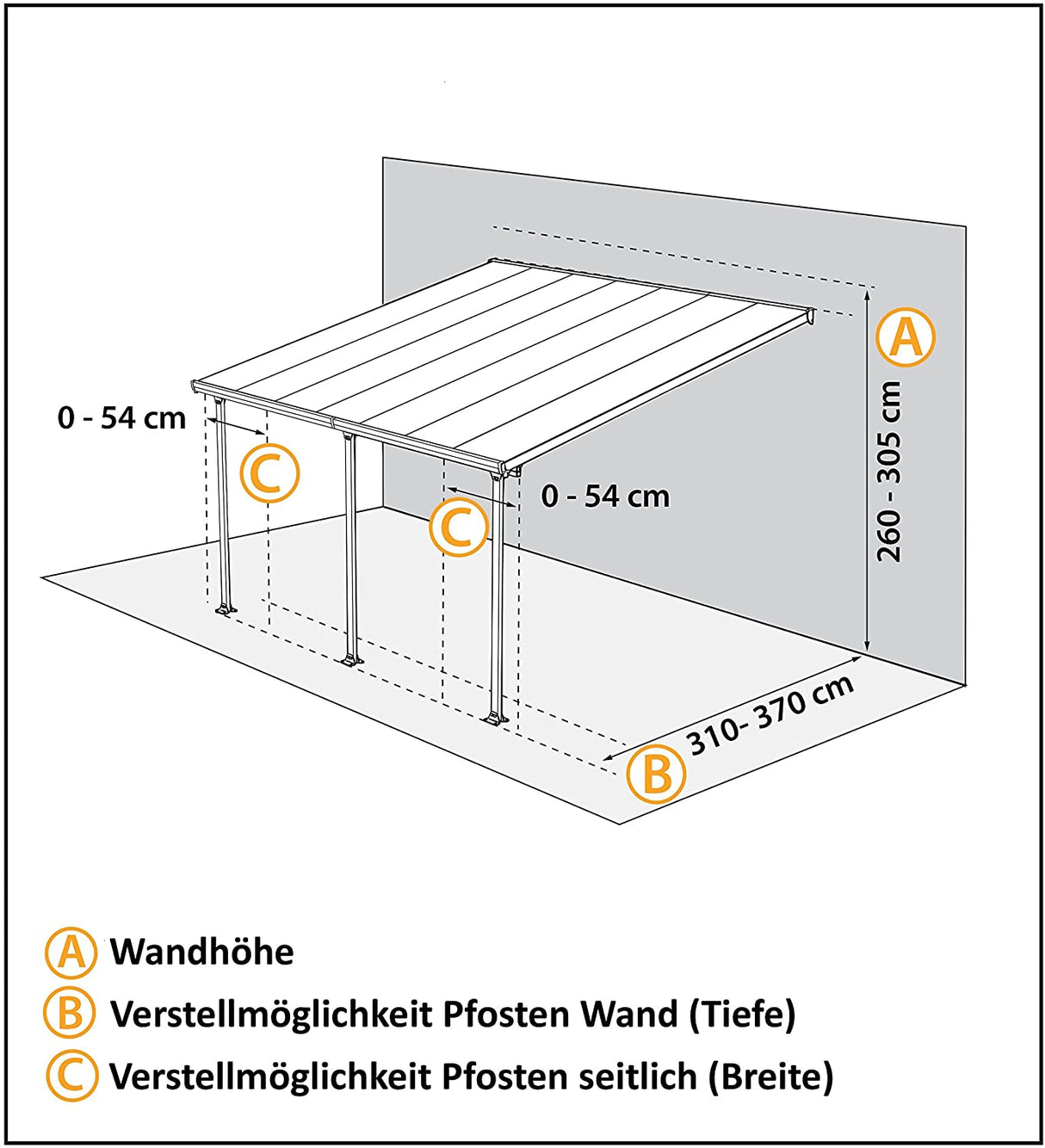 Feria Patio Cover 4m x 8.5m - White Frame & Clear Polycarbonate