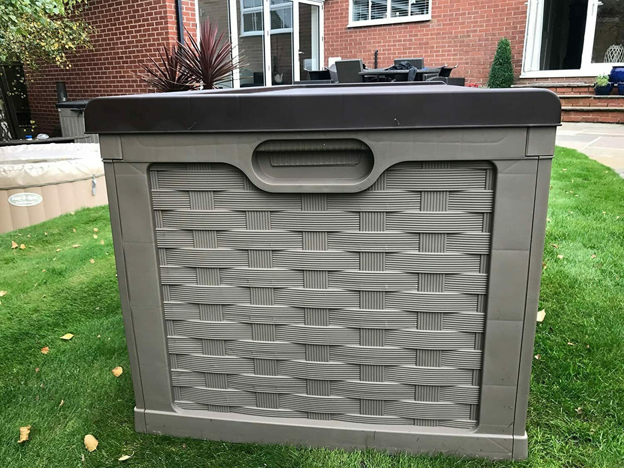 XXL Sit On Lid Rattan Effect Storge Box Mocha - 634L