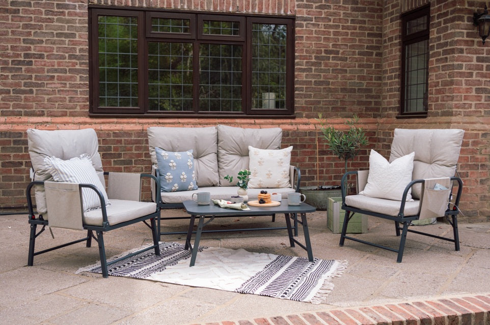 Perth Folding 4 Piece Garden Furniture Set - Great for Caravans or Limited Space!