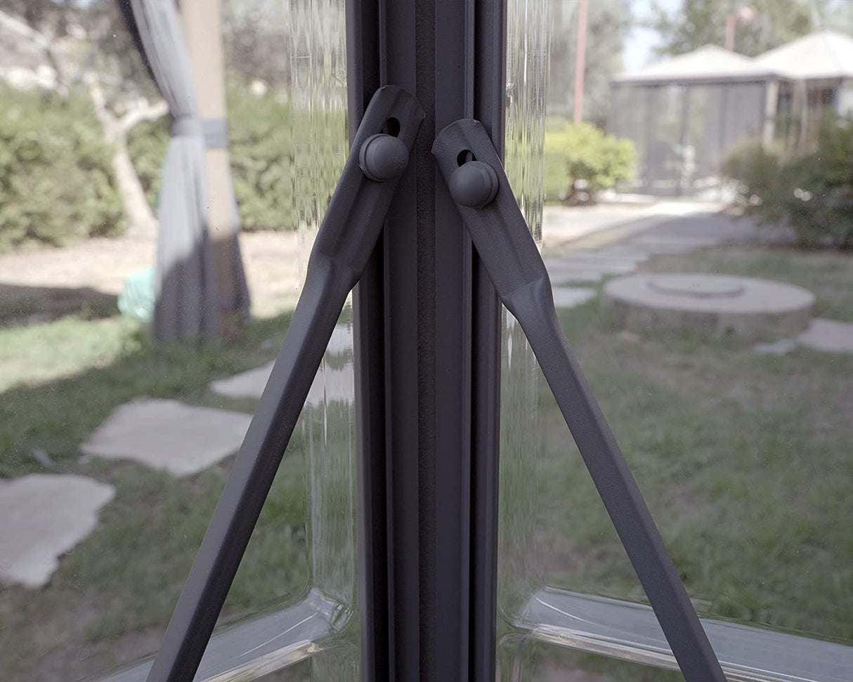 Oasis 8' Hexagonal Greenhouse - Grey Frame & Hybrid Polycarbonate Panels