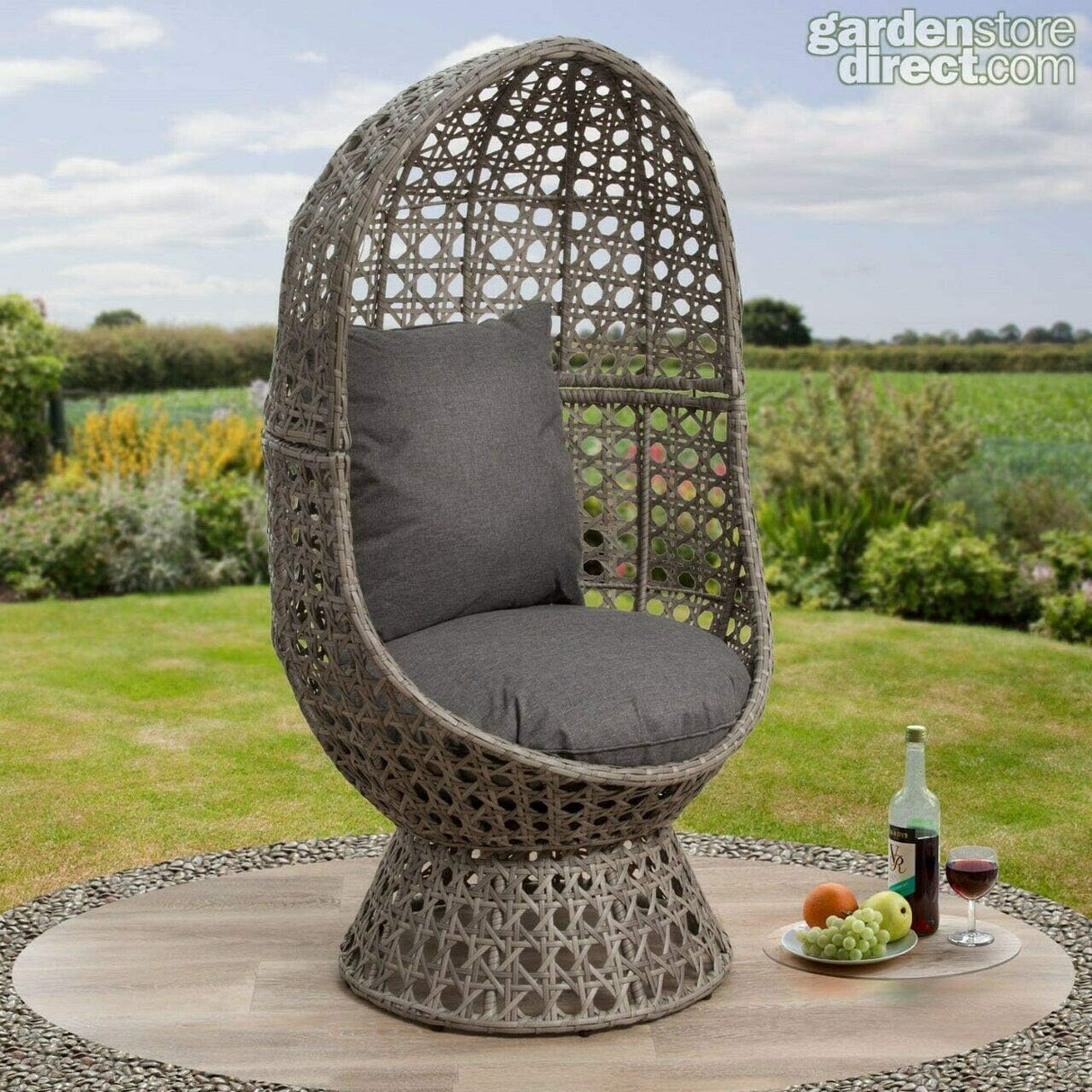 Innovators International Swivel Rattan Cocoon Chair