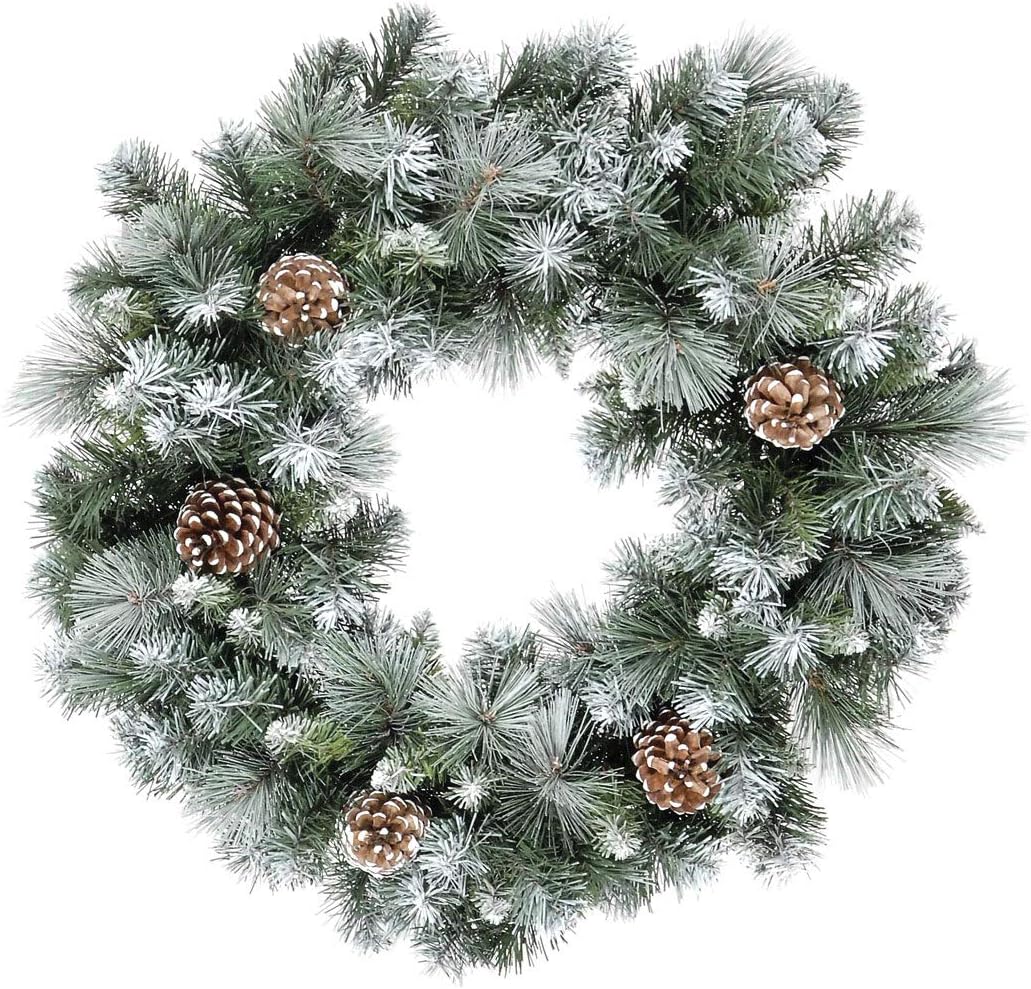 2ft Frosted Glacier Wreath with Pine Cones