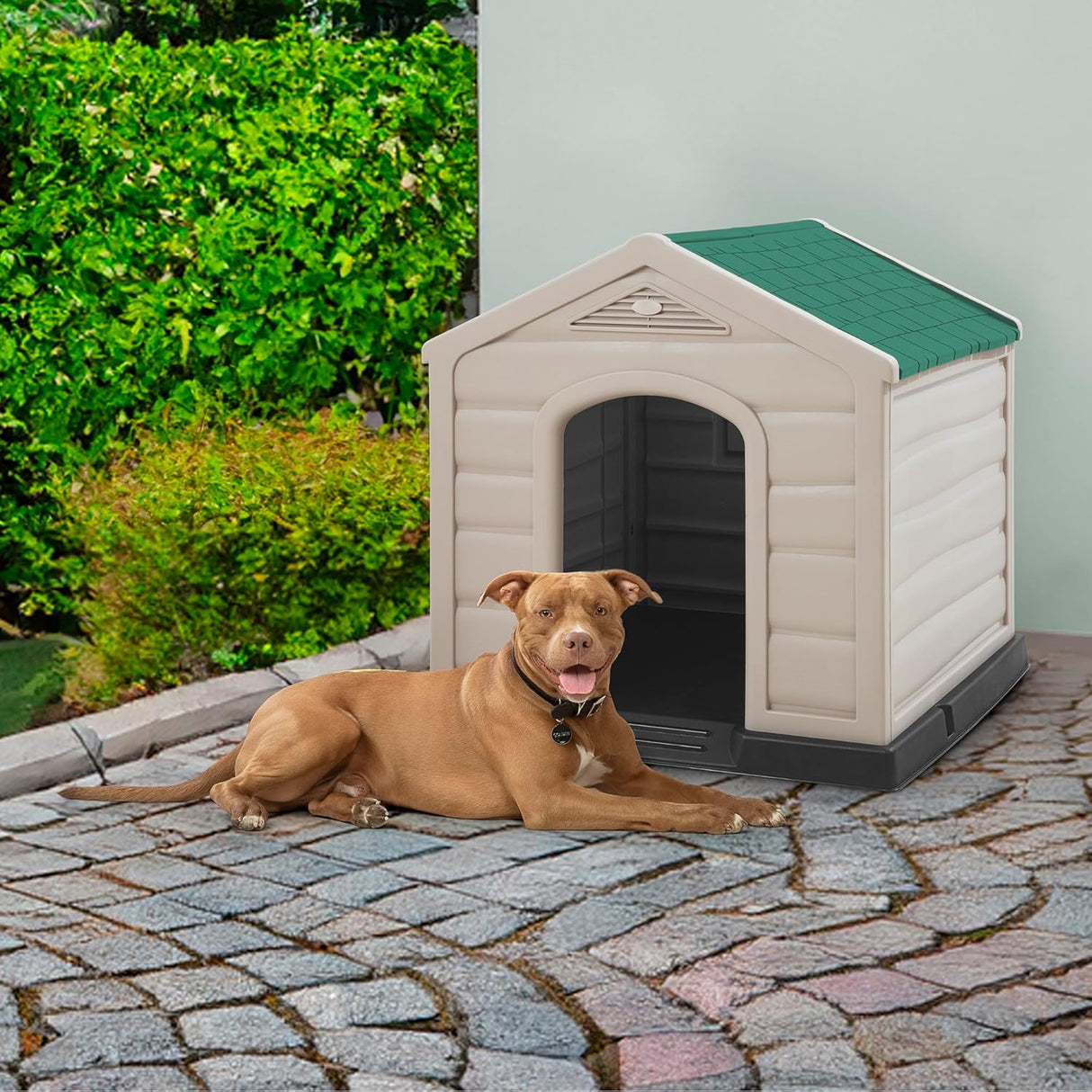 Dog House Kennel for Medium to Large Breeds - Green Roof