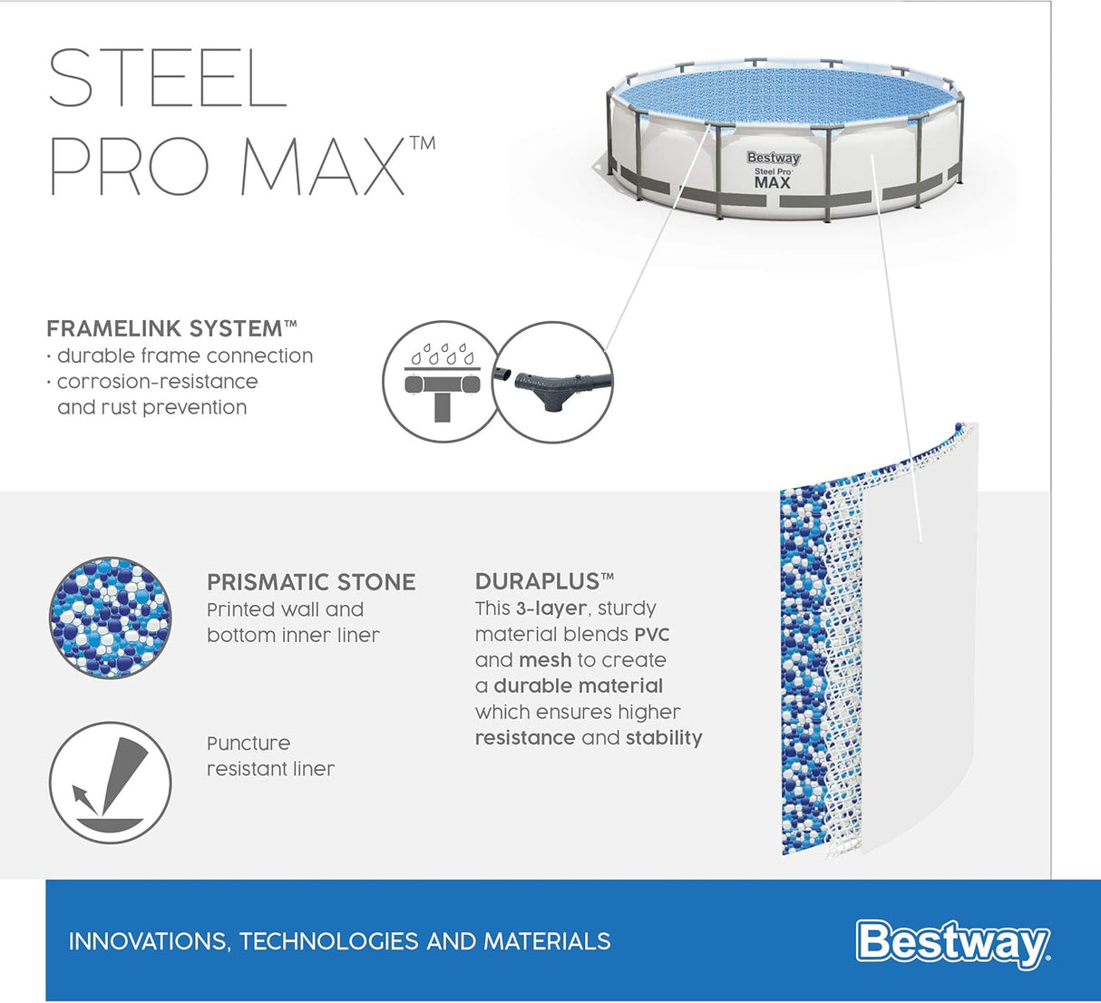 Bestway 12ft x 39.5in Grey Round Steel Pro Max Above Ground Pool Set