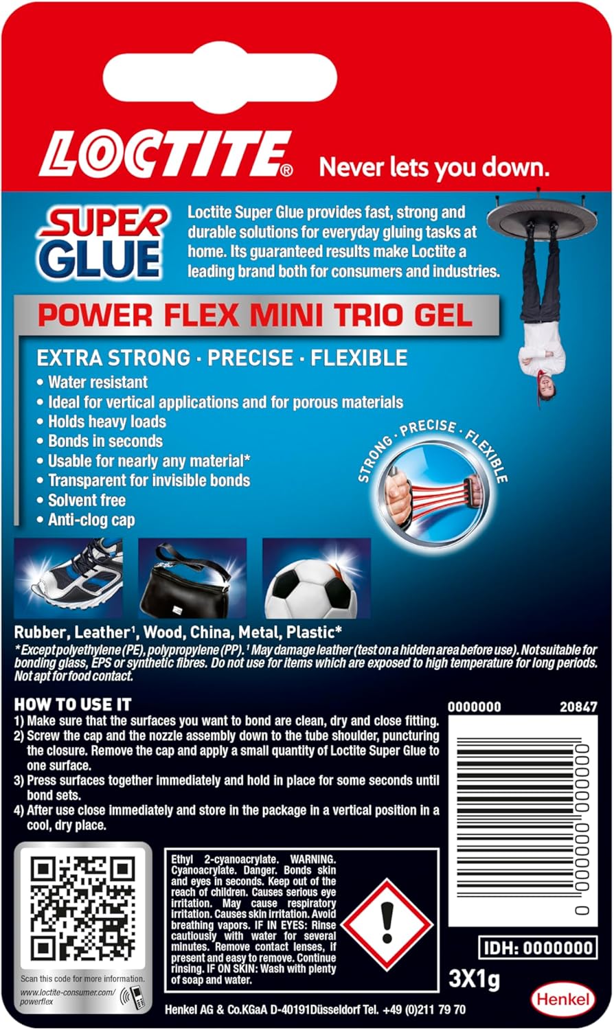 Loctite Mini Trio Power Gel, Strong Super Glue Gel for Repairs