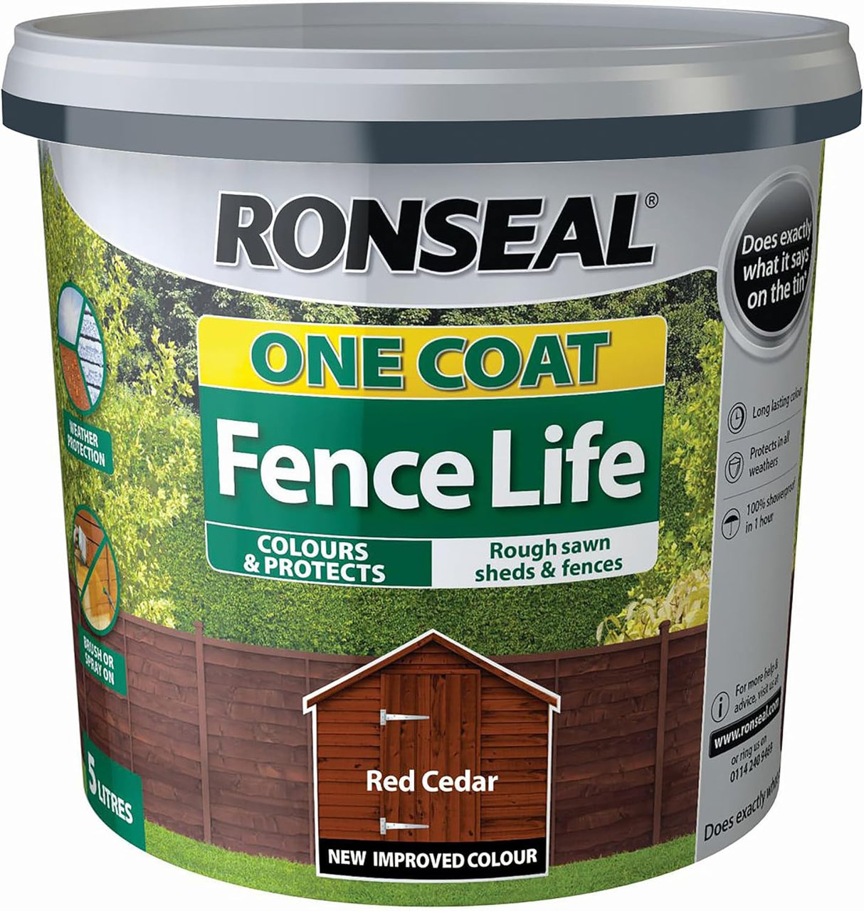 Ronseal One Coat Shed and Fence Protector Red Cedar 5L