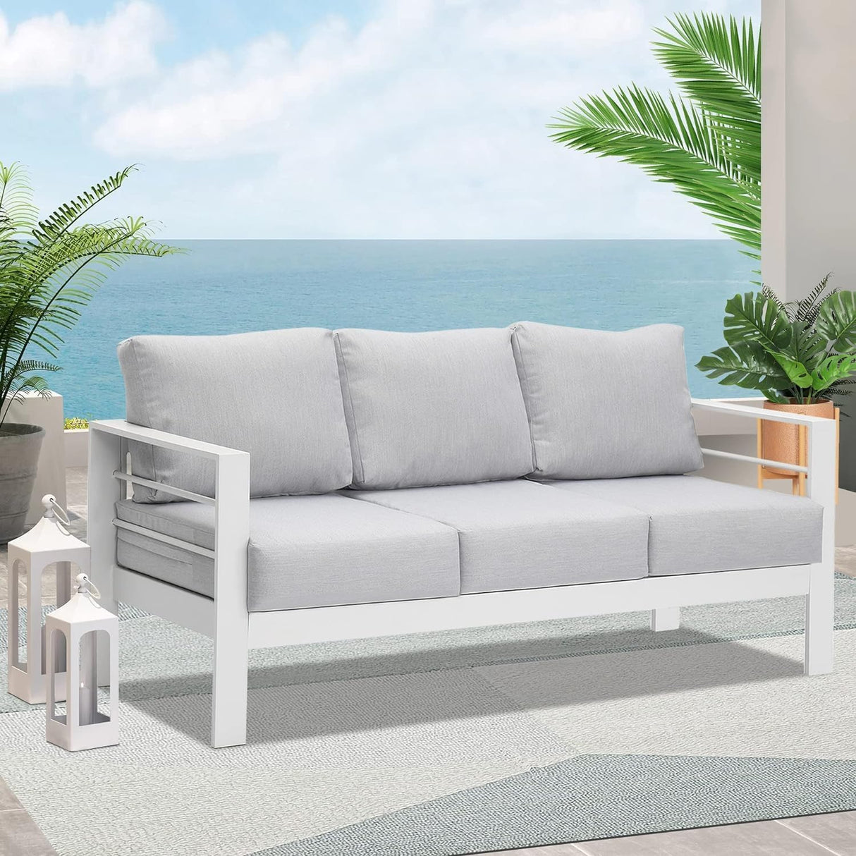 Wisteria Lane Aluminium 3 Seat Garden Sofa - White