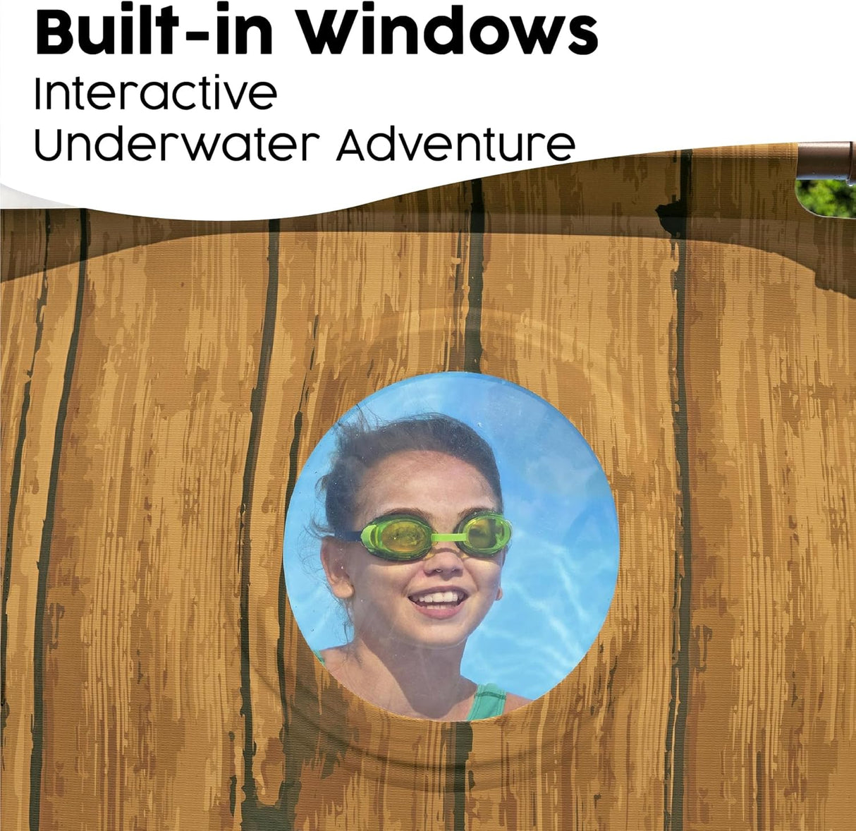 Bestway 14ft x 42in Wood Print Round Steel Pro Max Splashview Above Ground Pool Set