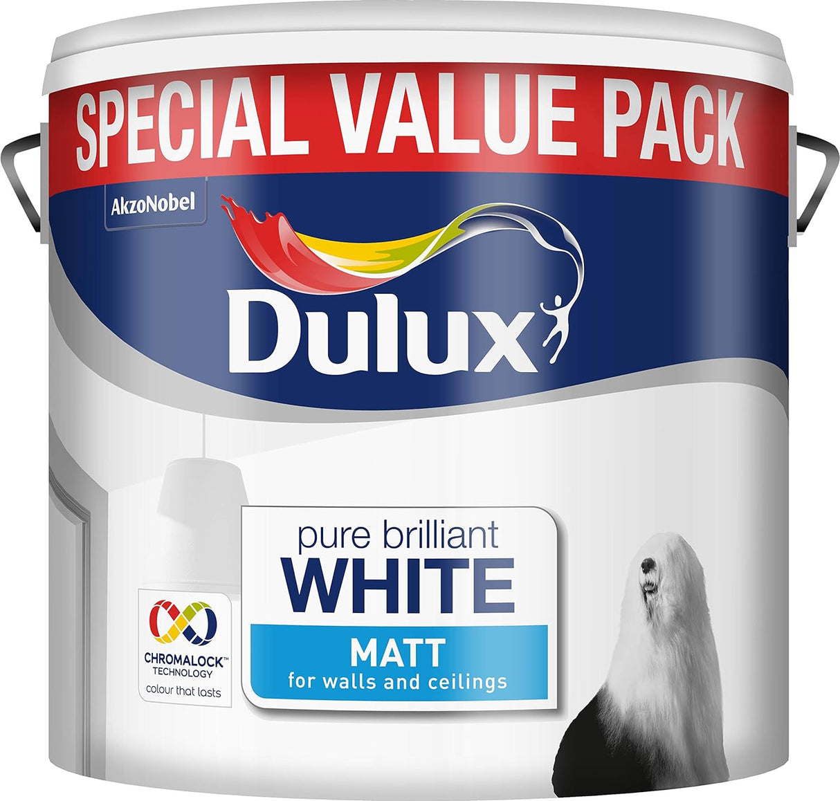 Dulux Pure Brilliant White Matt Paint Special Value 6L Pack